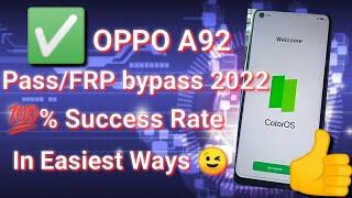 OPPO A92 CPH2059  Password And FRP Bypass 2022 In Easy Way %