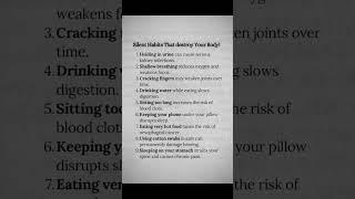 Silent habits that destroy your body #motivation #successmindset