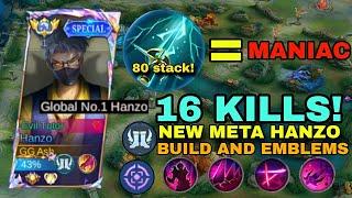 FINALLY!! NEW HANZO AUTO MANIAC BUILD AND EMBLEMS 2024 ( Super insane damage)