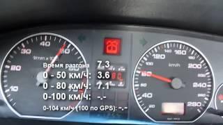 Audi A6 C4 2.6 V6 '94, разгон 0-100 за 9.8 по спидометру