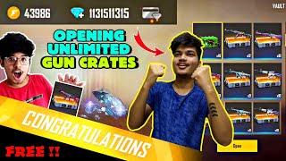 FREE 11,000 DIAMONDS || OPENING LEGENDARY GUN BOX CRATE || TSG JASH & RITIK CRYING LIVE REACTION ||