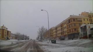 Subida a Chinchilla desde Albacete nevando. 19-1-17