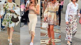 ITALY STREET SUMMER DRESSES JUNE 2025 ️ MILAN ELEGANT FASHION TRENDS  NEW LUXURY SHOPPING LOOKS