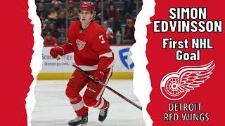 Simon Edvinsson #3 (Detroit Red Wings) first NHL goal Mar 23, 2023