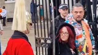 Out of Control Tourists Blocking King's Guard won't MOVE at Horse Guards in London