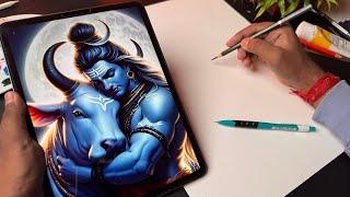 Draw With Me - Lord Shiva Drawing,  Shiva With Nandi,  Outline Tutorial 