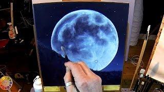 How To Paint A Full Moon - Acrylic Painting Lesson In Real Time