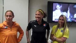 KK Cam,Heather Mitts & I,w Natasha Kai, Christie Rampone at taping talking about June 6th home game