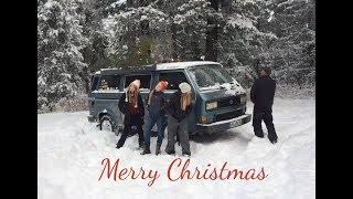 Merry Christmas From The Volkswear Gang.  Christmas Tree Hunting VW Vanagon Syncro.