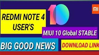 Miui 10 Stable Version for Redmi Note 4 (Download Link)