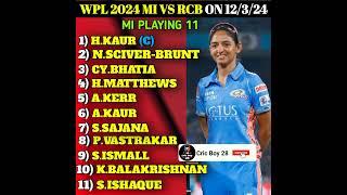 WPL 2024 MI VS RCB PLAYING 11 | #cricket03 #wpl2024 #akaaykohli #mivsrcb #shorts