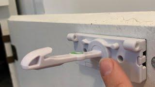 Safety first adhesive cabinet latch for child proofing: FULL TUTORIAL AND REVIEW!