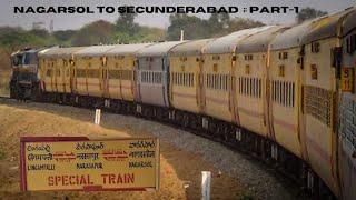 Nagarsol to Secunderabad : Full journey Part-1 : 12788 Nagarsol Narsapur exp : Via- Jalna , Parbhani