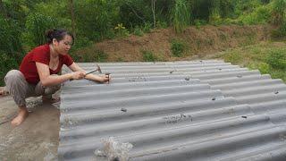 Build a tile roof for the toilet WC and Build cement roof for the bathroom - Green forest life