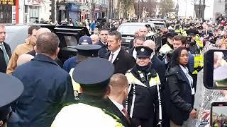 President Joe Biden exits The Food House, Dundalk, Ireland. April 12th 2023. Thanks the Garda.