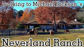 Walking to Michael Jackson's Neverland Ranch.