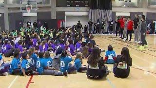 Raptors surprise kids at MLSE LaunchPad