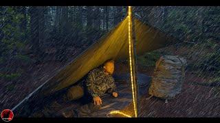 Cowboy Camping without a Tent at the Top of a Mountain with Strong Winds and Rain - Adventure