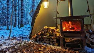 Hot Tent Winter Camping - Warm and Cozy inside