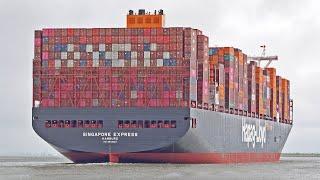 NEUES RIESEN-CONTAINERSCHIFF SINGAPORE EXPRESS VON HAPAG LLOYD NACH ANTWERPEN – 4K SHIPSPOTTING 2024