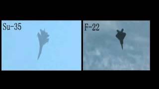 F-22 vs Su-35 kulbit maneuver