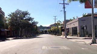 Celebrity hotspot Melrose Place is seen as a ghost town as the Covid-19 lock down take effect