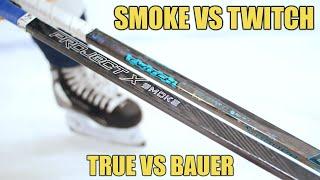 TRUE Project X SMOKE vs BAUER Twitch hockey stick review