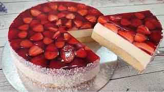 Unforgettable delicious inexpensive strawberry cake VICTORIA! No cream! Quick and easy!