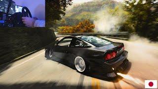 Nissan 180SX Drifting Japanese Touge (short) | Assetto Corsa | 900° Steering Wheel Thrustmaster T300