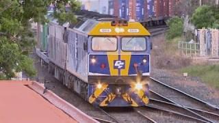 Two G class Locomotives Passing Footscray at Dawn - Australian Freight Trains by PoathTV