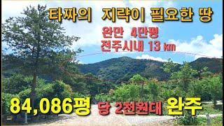 완주 84086평,  완만 4만평, 전주시내 12km,  계획관리 6,360평,  전북임야, 전주임야