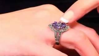 Silver Marcasite Amethyst Ring