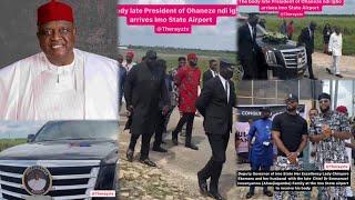 Chief Emmanuel Iwuanyanwu President Of Ohaneze Ndigbo Body Arrive Owerri Airport For Final Burial