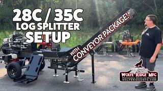 Compact Commercial 28C Log Splitter with Conveyor Package from Wolfe Ridge MFG - Setup and Overview