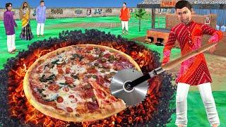 Giant Pizza Cooking On Coal Desi Style Pizza Street Food Hindi Kahani Moral Stories New Comedy Video