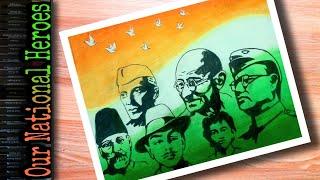 Indian freedom fighters drawing | Independence day celebration drawing | National heroes easy sketch