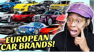AMERICAN REACTS TO EUROPEAN CAR BRANDS FOR THE FIRST TIME!  (GERMANY MAKES THE BEST CARS?!)