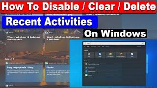 How To Disable Recent Activities in Windows 10