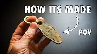 Making a HOTEL Style Leather Key Fob | POV Leatherwork