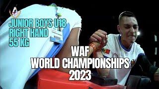 2023 WAF 55 KG RIGHT HAND JUNIOR BOYS U18 ALL MATCHES