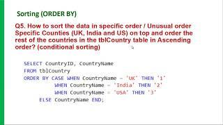 Sorting in SQL | Order By | Conditional Sorting| Unusual Sorting