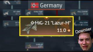 Finally Finish My Germany Tech Tree By Destroying Down Tier Using MiG-21 Lazur-M