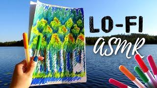 Lo-Fi ASMR | Marker Sketching Outside | No Talking