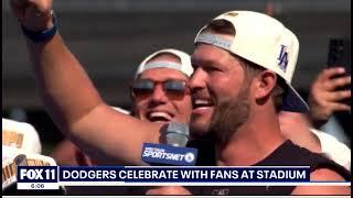 Dodgers Celebrate World Series Victory with Fans at Stadium