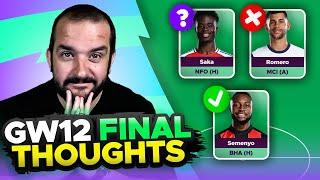  SAKA AND PALMER UPDATES  | FPL GAMEWEEK 12 FINAL TEAM SELECTION THOUGHTS | 2024/25