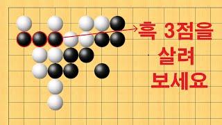 바둑 맥점 사활 - 기가막힌 묘수로 흑 3점을 살려보세요