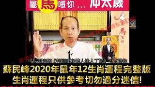 蘇民峰2020年鼠年12生肖運程高清完整版 2020年生肖运程