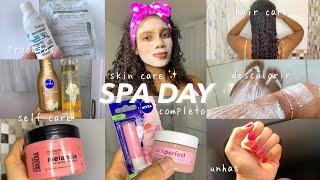 SPA DAYcompleto em casa ‍️hair care , unhas , descoloração, skin care, um dia de autocuidado