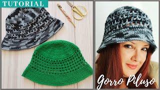 Cómo Tejer Gorro PILUSO Calado TENDENCIA a CROCHET // Punto RED. Fácil y rapido. Tutorial