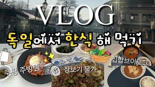 Eng)독일vlog | 독일에서 집밥 해 먹기 (묵은지 찌개, 육개장, 된장찌개, 소고기 오이볶음, 파스타), 독일 마트 물가, 식세기 청소, 주방템 추천, 뮌헨 가라오케